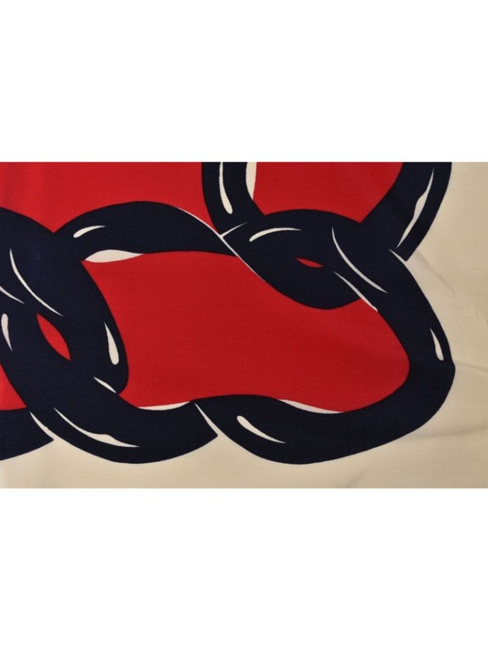 Chanel Scarf Shawl Vintage Coco Mark Chain Pattern Silk White Red - Picture 8 of 9